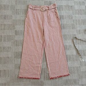 Moon River UO Red and White Stripe Belted Wide-Leg Pants 100% Cotton relaxed fit